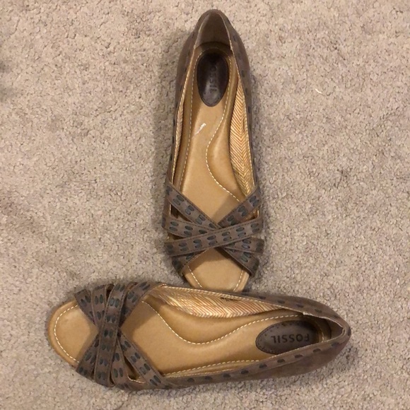Fossil Leather Open Toe Flats - Picture 3 of 9